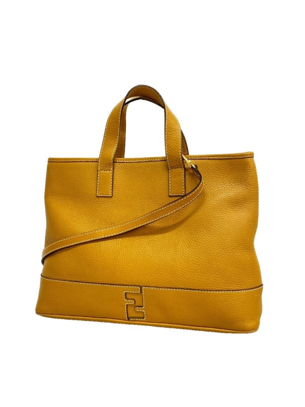 Fendi Tote Bag Leather Light Brown Gold 2-Way